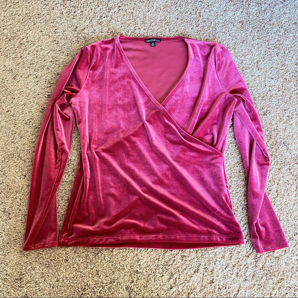 J Crew Factory long sleeve velour wrap top